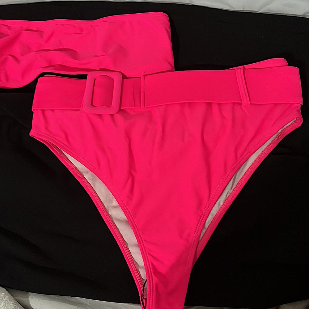 Belted Bandeau Bikini Swimsuit